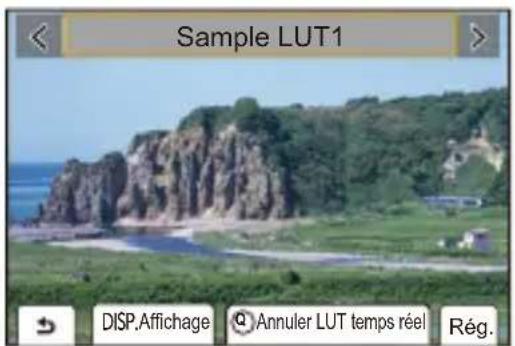 Sample LUT1 DISP.Affichage Annuler LUT temps réel Rég.