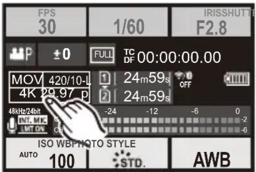 FPS 30 1/60 IRISSHUTTO F2.8 P ±0 FULL TC 00:00:00.00 MOV 420/10-L 24m59s OFF 4K 29.97 p 24m59s 48kHz/24bit -24 -12 -6 0 LMT.MX LMT.ON ISO WBPTNOTO STYLE AUTO 100 STD. AWB