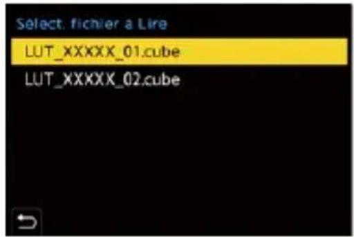 Select, fichier a Line LUT_XXXXX_01.cube LUT_XXXXX_02.cube