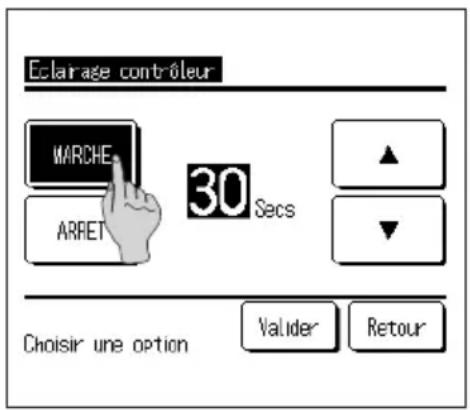 Eclairage contrôleur WARCHE ARRET 30 Secs Choisir une option Valider Retour