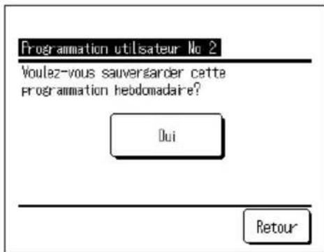 Programmation utilisateur No 2 Voulez-vous sauversarder cette programmation hebdomadaire? Oui Retour