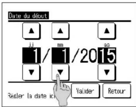 Date du début jj mm aa 1/1/2015 Règler la date ich Valider Retour