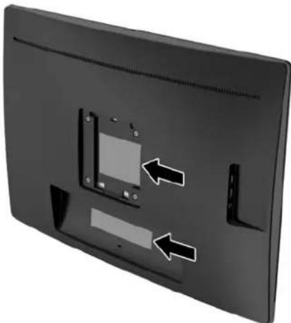 HP EliteDisplay E240c - Emplacement du numéro de série et de référence du produit - 1