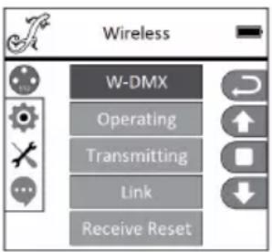 Wireless W-DMX Operating Transmitting Link Receive Reset