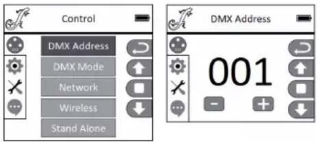 Cameo OPUS SP5 Plus - USTAWIANIE ADRESU STARTOWEGO DMX (DMX Address) - 1