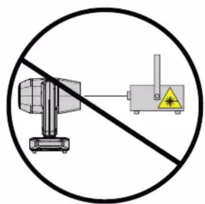 Diagram showing a crossed-out device and a warning sign with a hazard symbol, commonly used in safety or hazard prevention.
