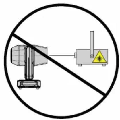 Diagram showing a crossed-out device and a warning sign with a warning symbol, commonly used in safety or hazard prevention.
