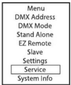 Cameo PIXBAR 400 IP G2 - MENU SERVICE (Service) - 1