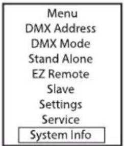 Cameo PIXBAR 400 IP G2 - SYSTEMINFORMATIONEN (System Info) - 1