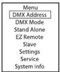 Cameo PIXBAR 400 IP G2 - AJUSTE DE LA DIRECCIÓN INICIAL DMX (DMX Address) - 1