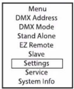 Cameo PIXBAR 400 IP G2 - USTAWIENIA SYSTEMOWE (Settings) - 1