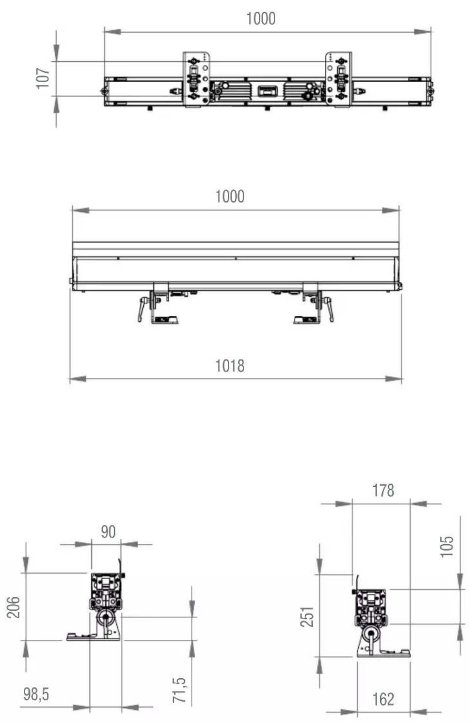 Cameo PIXBAR 400 IP G2 - DIMENSIONI (mm) - 1