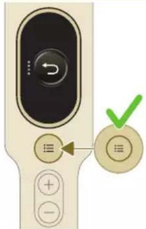 Diagram of a remote control device with directional pad, control buttons, and a green checkmark indicating action.