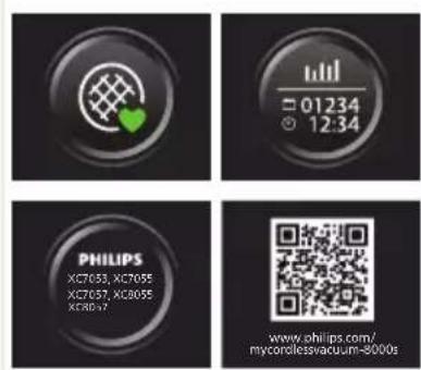 01234 12:34 PHILIPS XCT053, XCT055 XCT057, XCT055 XCT057 www.philips.com/ mycorelessvacuum-8000s