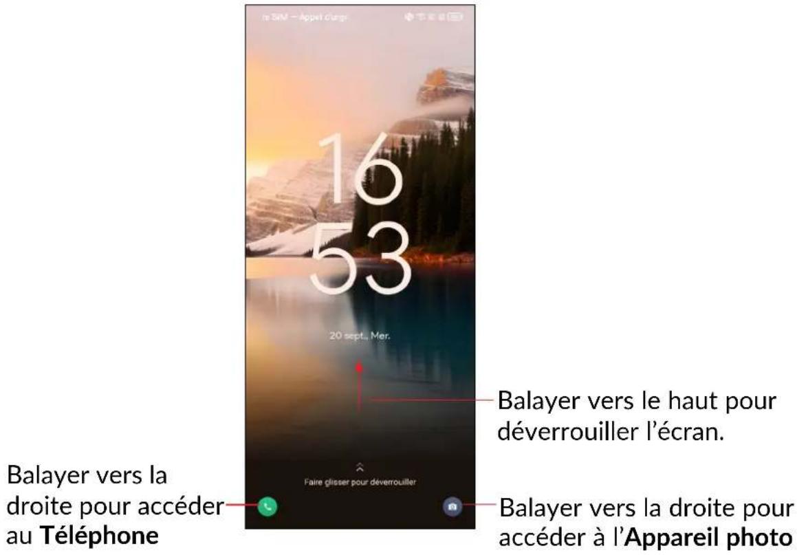le SIM — Appel d'argi 16 53 20 sept. Mer. Balayer vers la droite pour accéder au Téléphone Balayer vers le haut pour déverrouiller l'écran. Faire glisser pour déverrouiller Balayer vers la droite pour accéder à l'Appareil photo