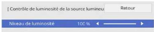 [ Contrôle de luminosité de la source lumineu Retour Niveau de luminosité 100 %
