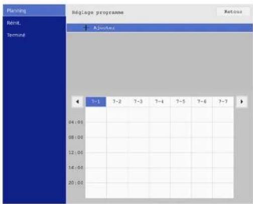Planning Rénit. Terminé Réglage programme + Ajoutez 7-1 7-2 7-3 7-4 7-5 7-6 7-7