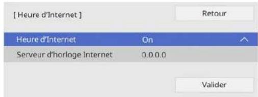 [ Heure d'Internet ] Heure d'Internet On Serveur d'horloge Internet 0.0.0.0 Valider