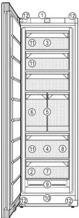 LIEBHERR XRFSF5240 - Vue d'ensemble du réfrigérateur et des accessoires - 1
