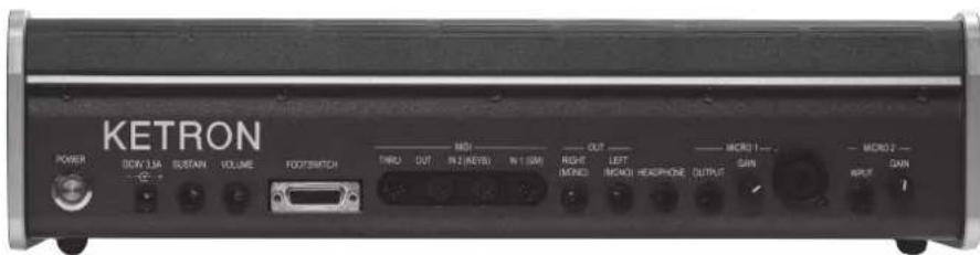 KETRON POWER SOW 13A DC SUSTAIN VOLUME FOOT/SWITCH NRD OUT R12 (KEY) N1 (SM) OUT RIGHT (MOND) LEFT (MEACH) HEAVYPHONE MORI 1 OUTPUT GAIN MORI 2 INPUT GAIN