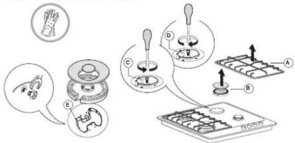 INDESIT THP 641 - SOSTITUZIONE DEGLI INIETTORI (per il tipo vedere tabella ugelli nelle Norme di Sicurezza) - 1