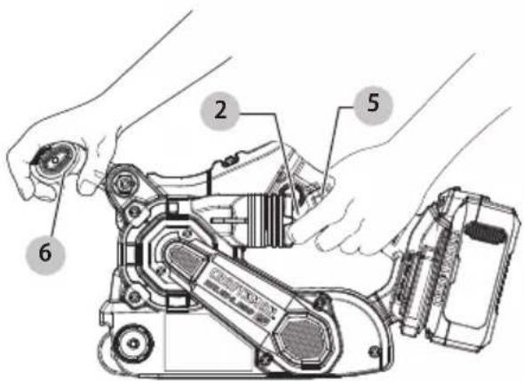 Technical diagram of a mechanical device with numbered components, likely for assembly or maintenance instructions.