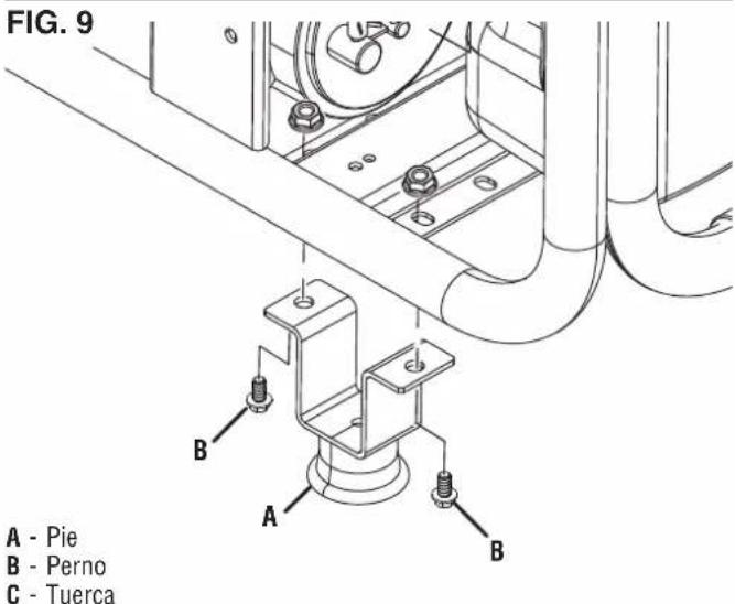 FIG. 9 A - Pie B - Perno C - Tuerca