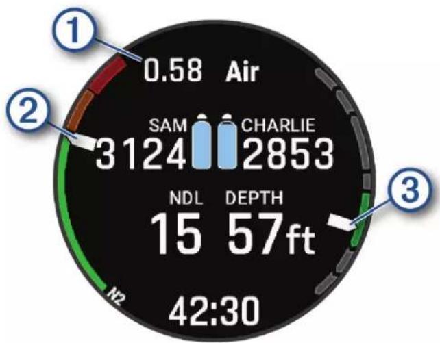 0.58 Air SAM CHARLIE 3124 2853 NDL DEPTH 15 57ft 42:30 N2