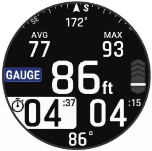 SE 172° AVG 77 MAX 93 GAUGE 86ft 04:37 04:15 86°