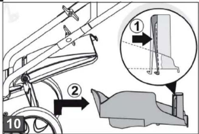 Technical diagram illustrating mechanical assembly steps with numbered annotations and magnified detail view