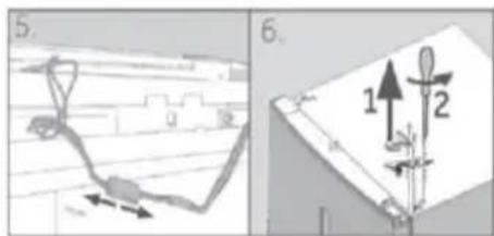 Technical diagram showing two views of a mechanical or structural component with labeled parts and directional arrows.