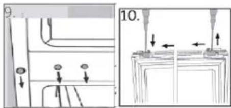 Technical diagram showing mechanical assembly with labeled components and directional arrows, including section 10.