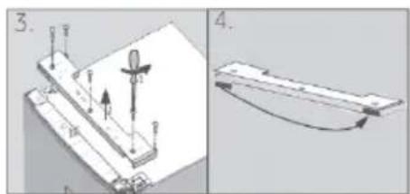 Technical diagram showing a mechanical assembly with labeled parts and a schematic view of a lever mechanism.
