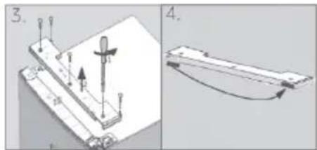 Technical diagram showing a mechanical assembly with labeled parts and a schematic view of a lever mechanism.