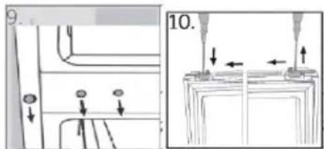 Technical diagram showing mechanical assembly with labeled components and directional arrows, including section 10.