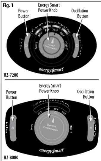 HONEYWELL EnergySmart HZ-7300 - Models HZ-7200 &amp; HZ-8000 Series – EnergySmart® Cool Touch Heater Operation - 1