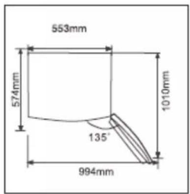 553mm 574mm 1010mm 135° 994mm