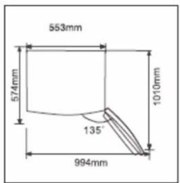 553mm 574mm 1010mm 135° 994mm