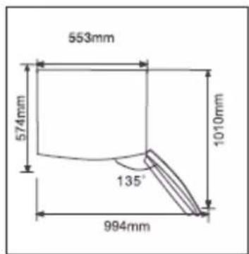 553mm 574mm 1010mm 135° 994mm