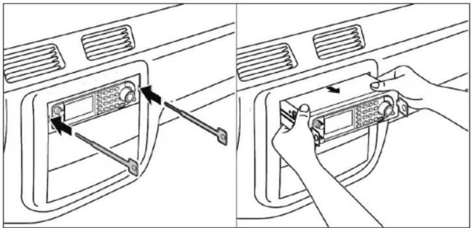 UNIDEN BCD436HP - Retirer le scanneur du support à DIN-E - 1