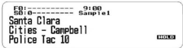 F0:----- 9:00 S0:0---- Sample1 Santa Clara Cities - Campbell Police Tac 10 HOLD