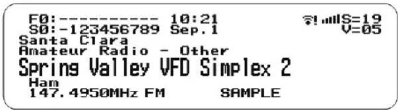 F0:---- 10:21 S0:-123456789 Sep.1 Santa Clara Amateur Radio - Other Spring Valley VFD Simplex 2 Ham 147.4950MHz FM SAMPLE