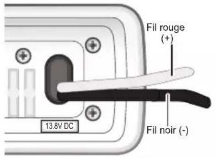 13.8V DC Fil rouge (+) Fil noir (-)