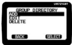 UNIDEN UM725 - POUR GÉRER UN RÉPERTOIRE DE GROUPE : - 1