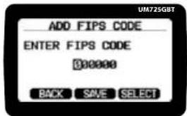 ADD FIPS CODE ENTER FIPS CODE 000000 BACK SAVE SELECT