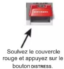 Soulvez le couvercle rouge et appuyez sur le bouton DISTRESS.