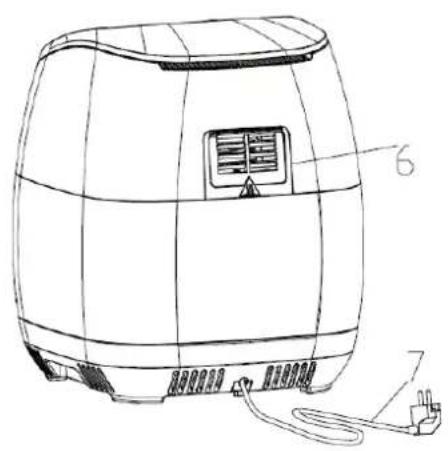 TREBS Comfortcook 99364 - Parts of the hot airfryer oven (Fig.1+3) - 2