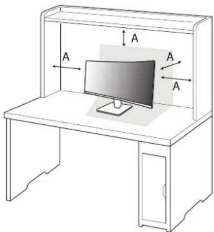 LG 32MR50C - Instalación encima de una mesa - 1
