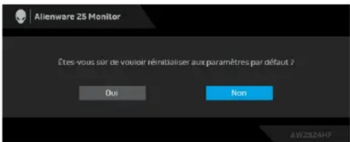 ALIENWARE AW2524HF - REMARQUE : Le message peut être légèrement différent en fonction du signal d'entrée sélectionné. - 1