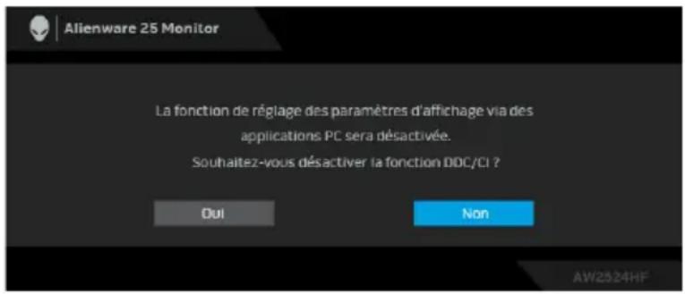 ALIENWARE AW2524HF - Messages d'avertissement OSD - 3